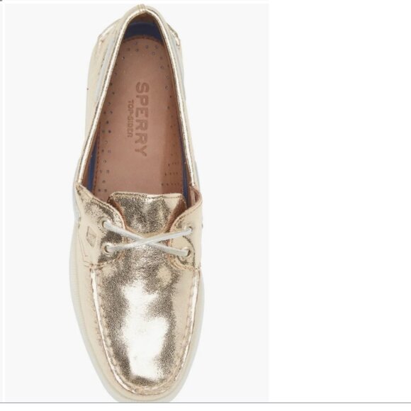 Sperry Authentic Original Boat Shoe – Gold Leather Crinkle – Women’s 9.5M – NWT - Picture 5 of 6